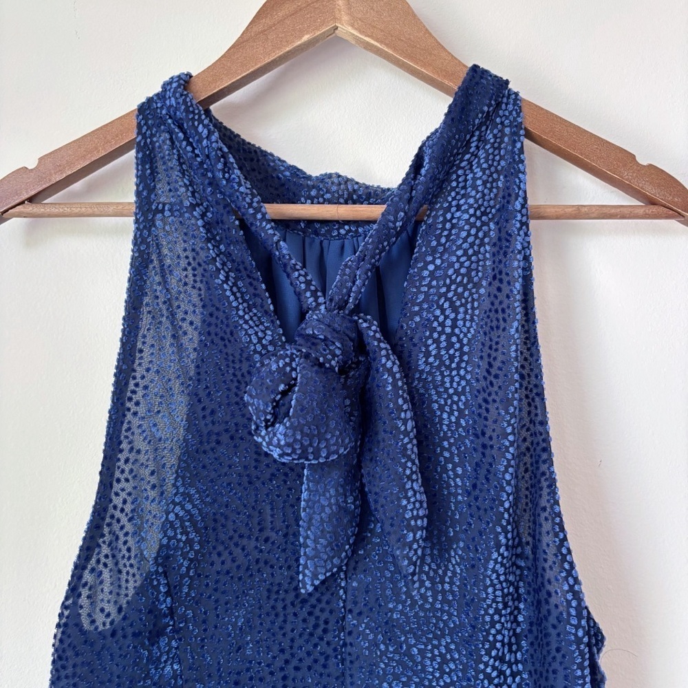 Elevenses Nova Blue Velvet Halter Jumpsuit Sz 10 Anthropologie - Picture 7 of 12